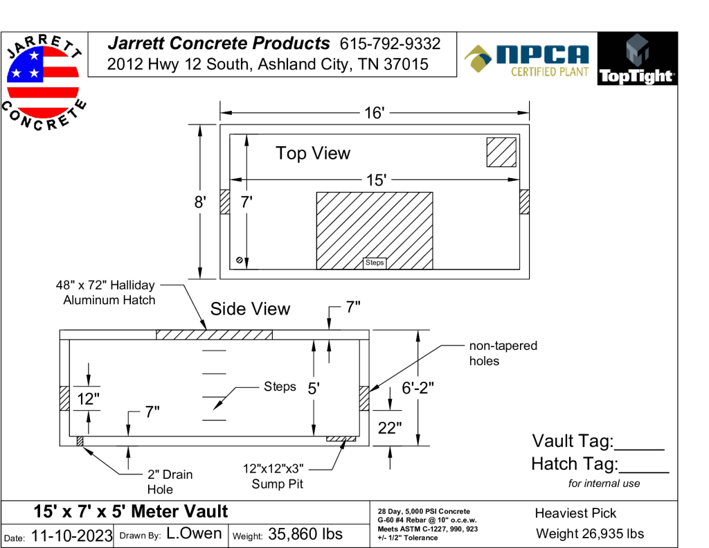 15 x 7 x 5 Meter Vault-Layout1