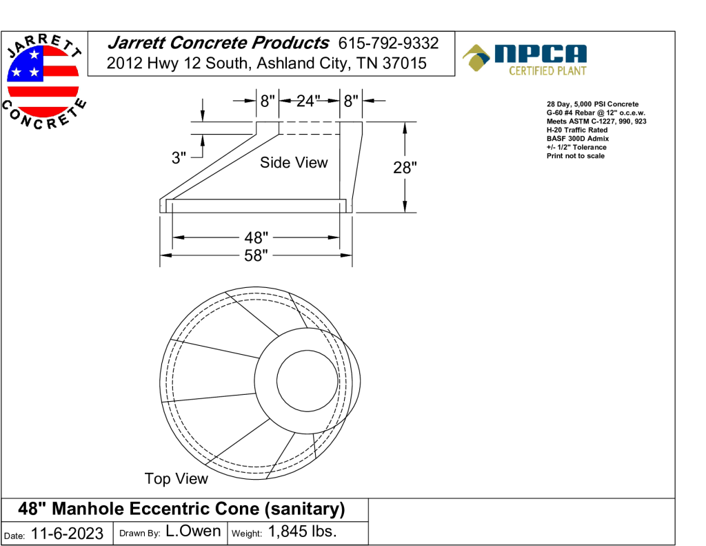 48 inch Manhole Eccentric Cone-Layout1