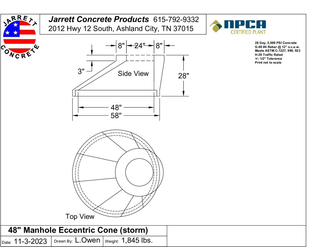 48 inch Manhole Eccentric Cone-Layout1