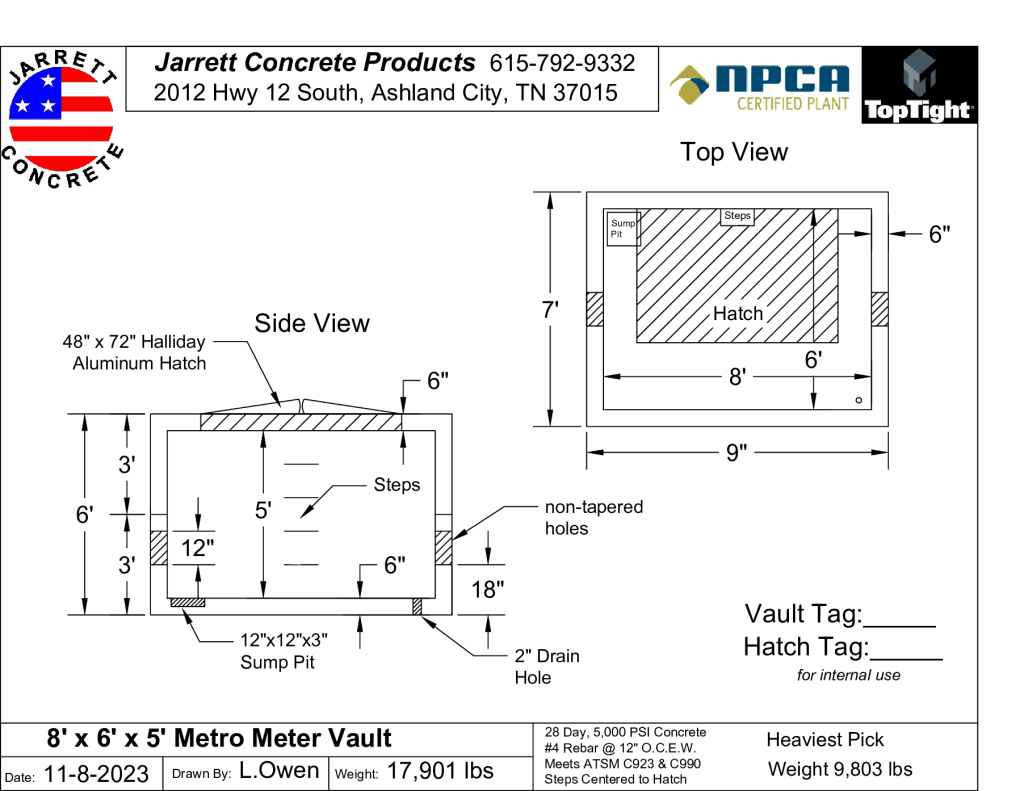 8 x 6 x 5 Meter Vault-Layout1