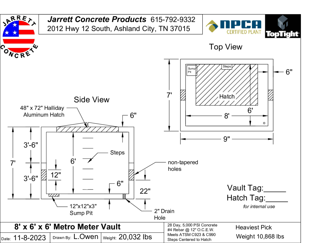 8 x 6 x 6 Meter Vault-Layout1