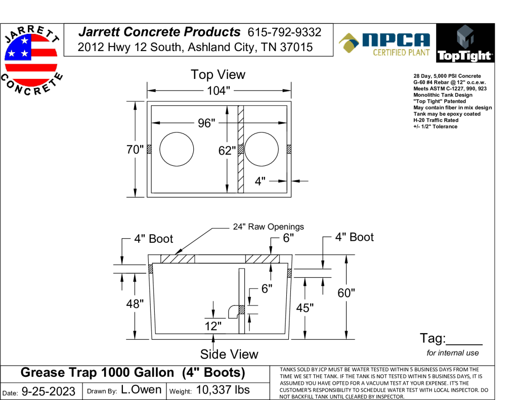 Grease Trap 1000 Four Inch Boots 4w-Layout1