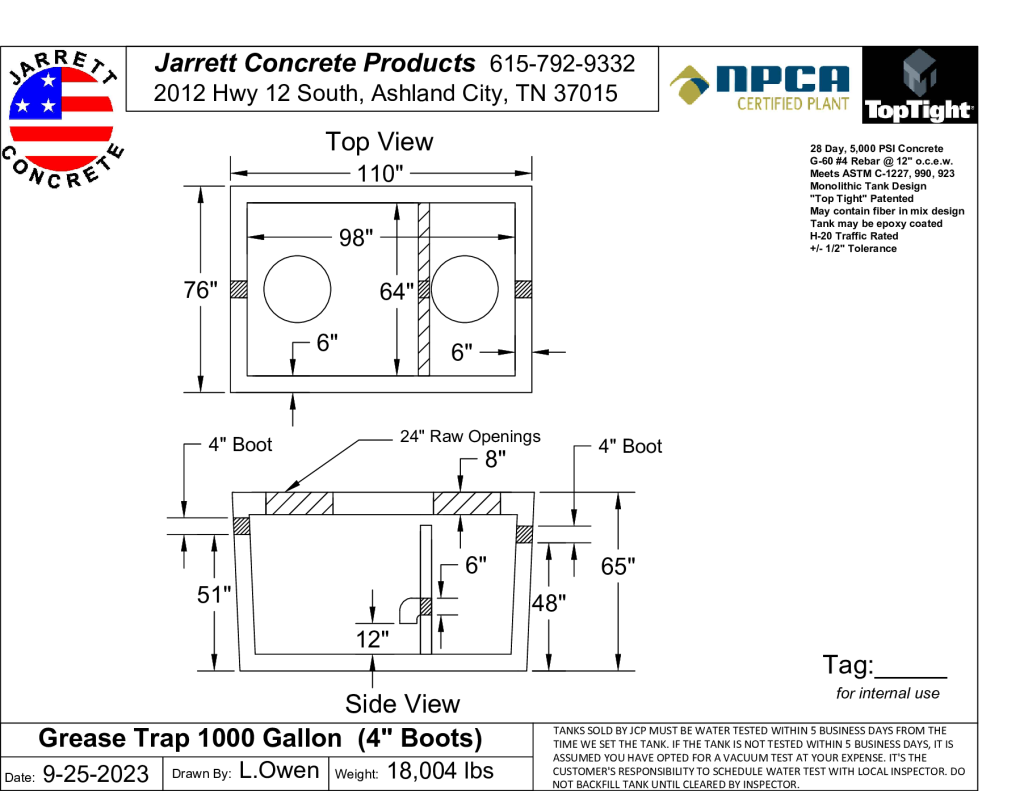 Grease Trap 1000 Four Inch Boots 6w-Layout1