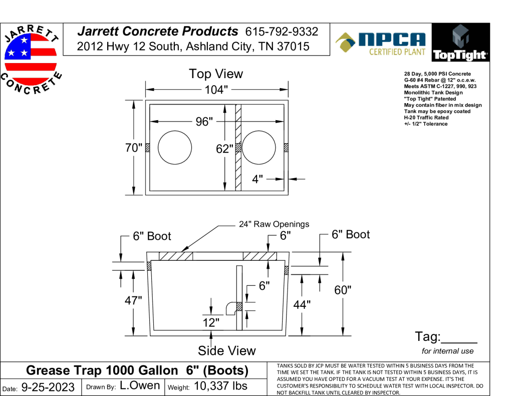 Grease Trap 1000 Six Inch Boots 4w-Layout1