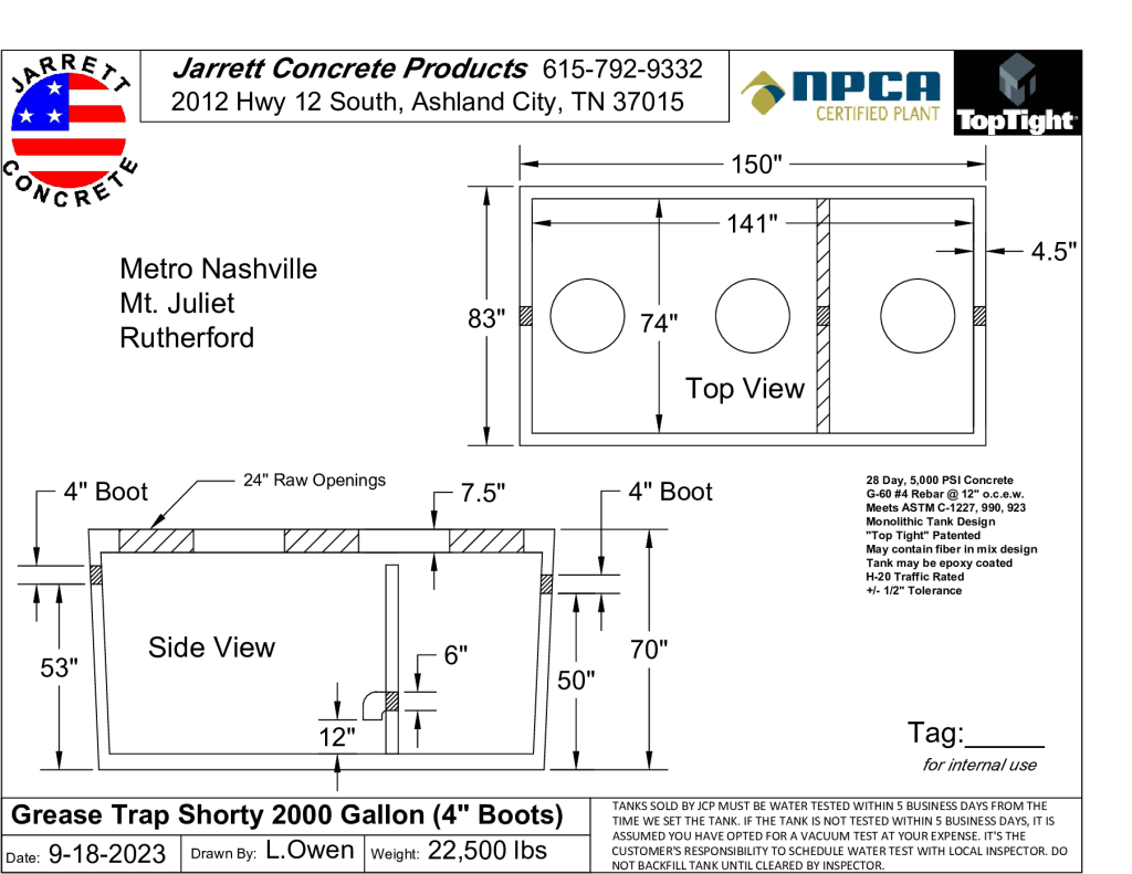 Grease Trap 2000 Shorty Metro-Mt Juliet w4 Inch Boots-Layout1