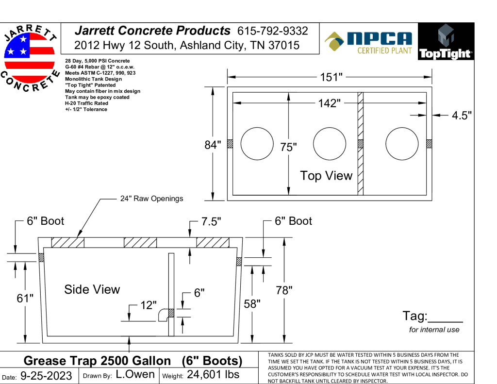 Grease Trap 2500 w6 Inch Boots-Layout1