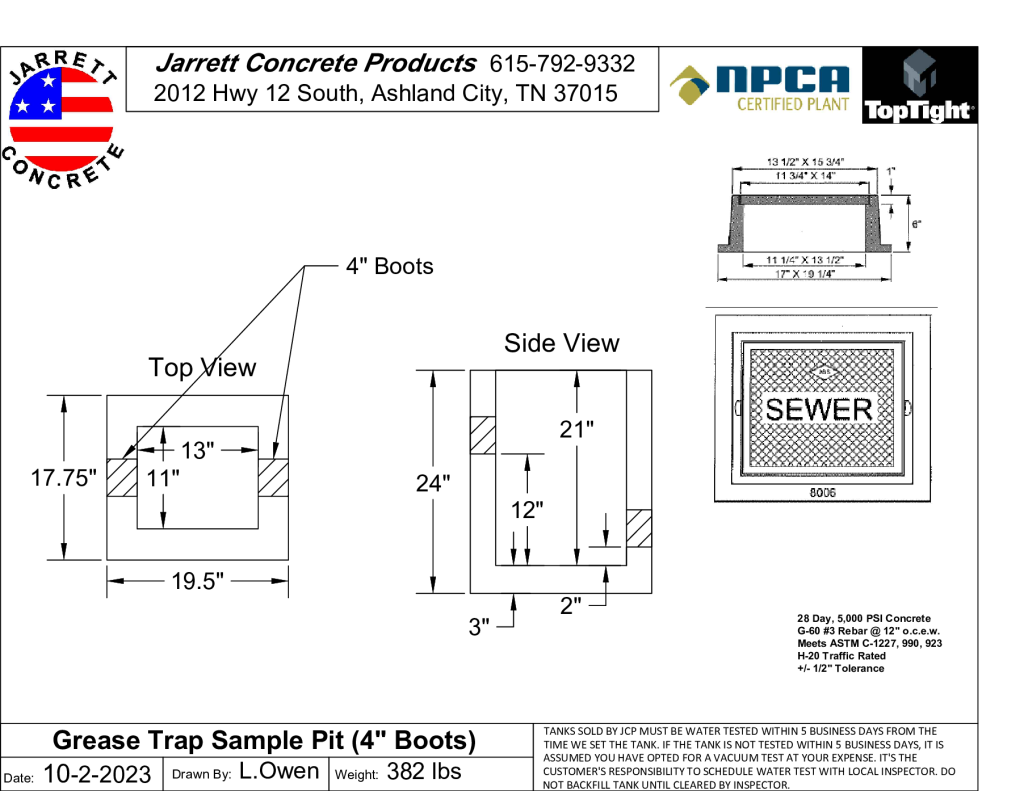 Grease Trap Sample Pit Offset w4 inch Boots-Layout1