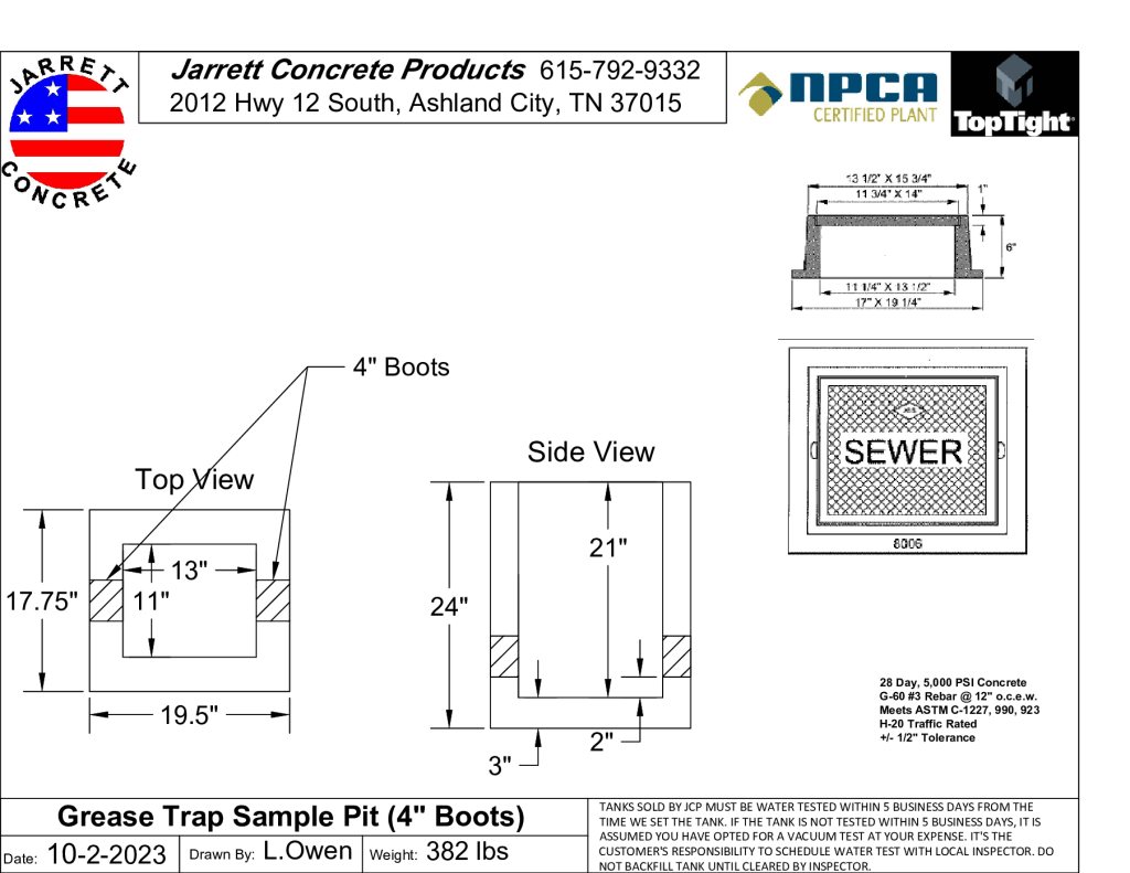 Grease Trap Sample Pit Straight Through w4 inch Boots-Layout1