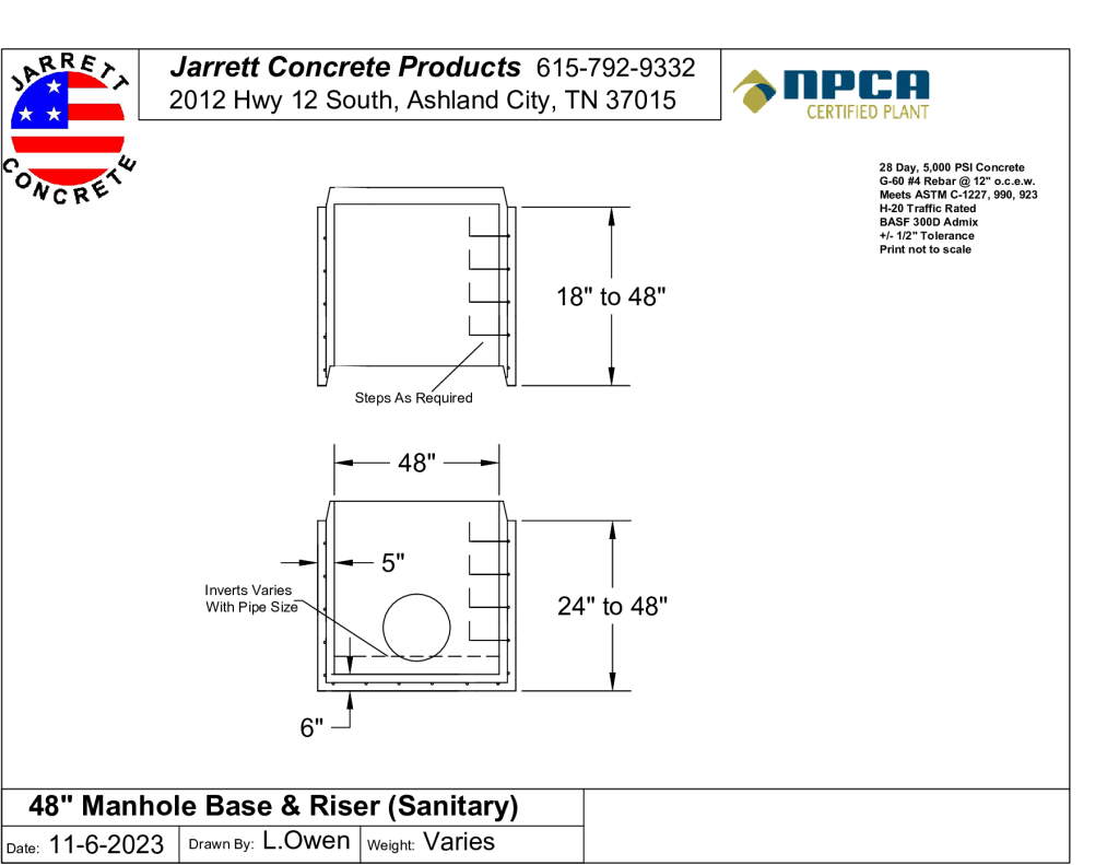 Manhole 48 Inch Base Sanitary-Layout1