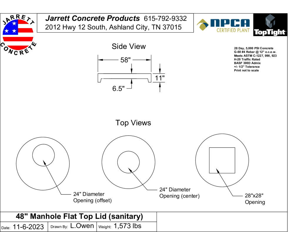 Manhole 48 Inch Flat Top Sanitary-Layout1