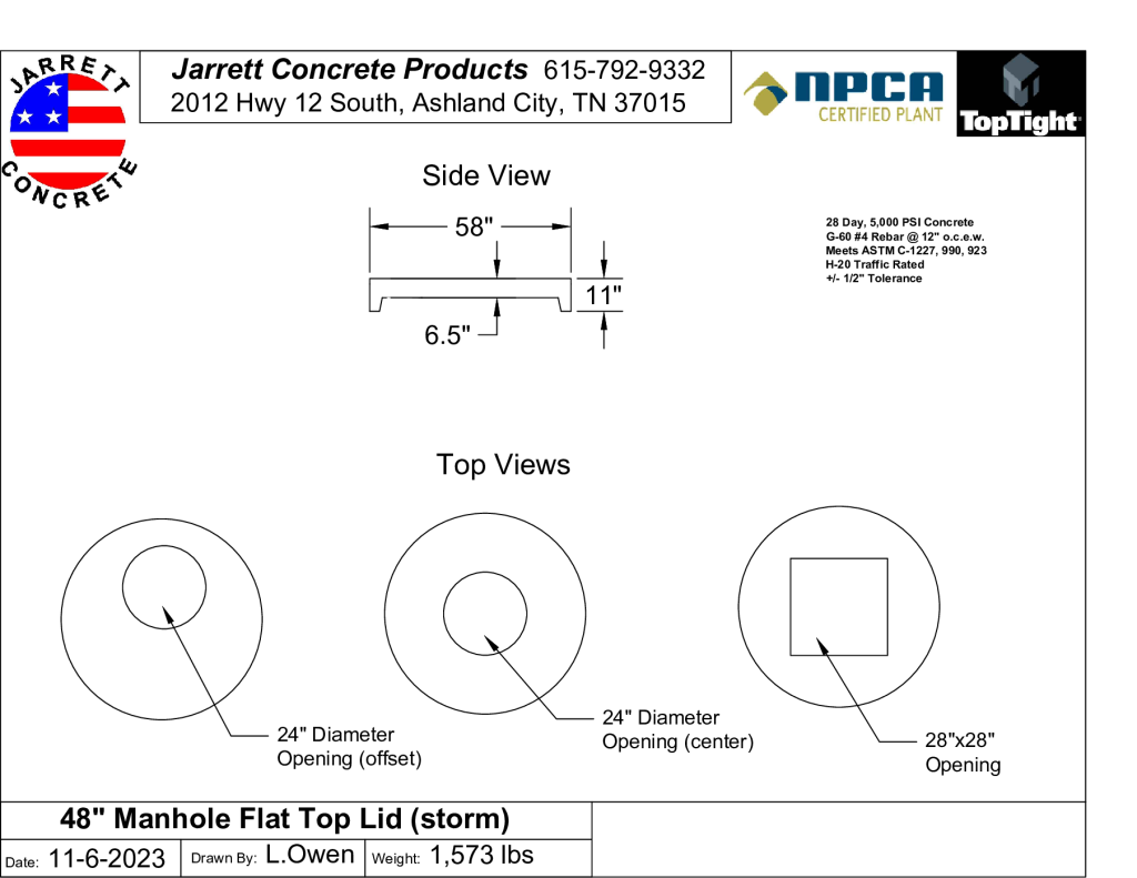 Manhole 48 Inch Flat Top Storm-Layout1