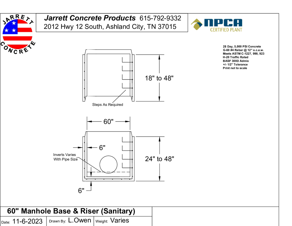 Manhole 60 Inch Base Sanitary-Layout1