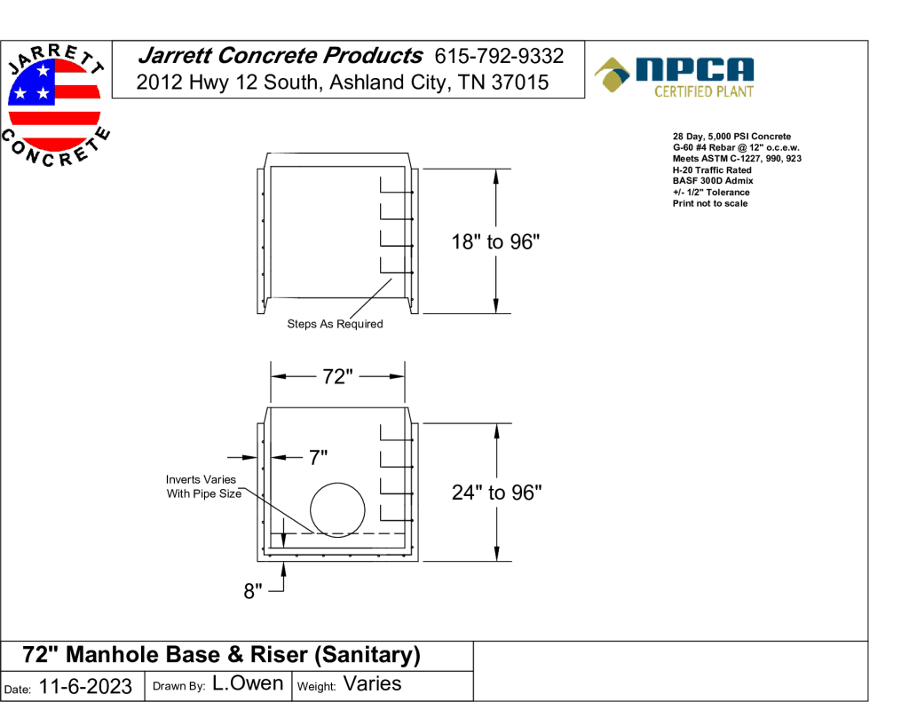 Manhole 72 Inch Base Sanitary-Layout1