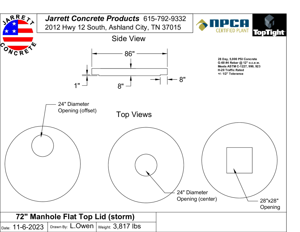 Manhole 72 Inch Flat Top Storm-Layout1