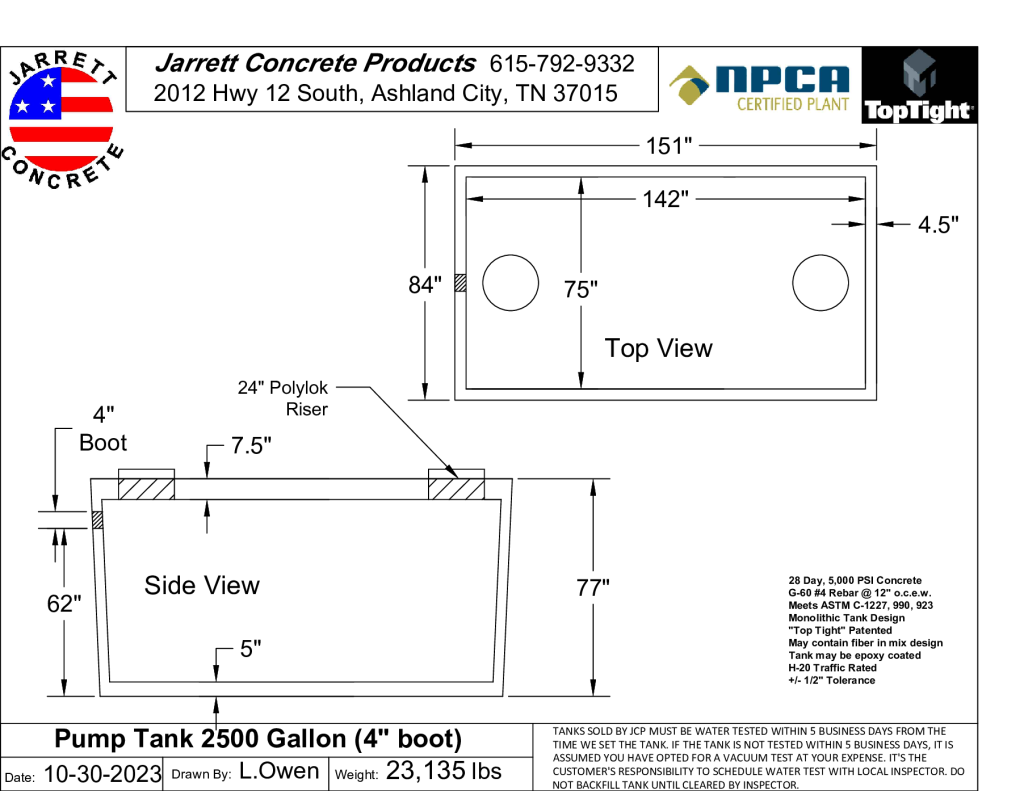 Pump Tank 2500 with 4 inch boot-Layout1