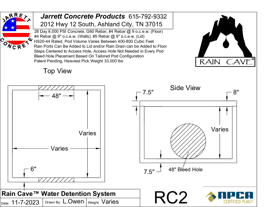 Rain Cave Water Detention Pod RC2-Layout1