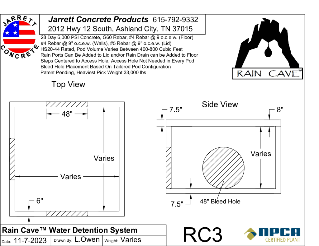 Rain Cave Water Detention Pod RC3-Layout1