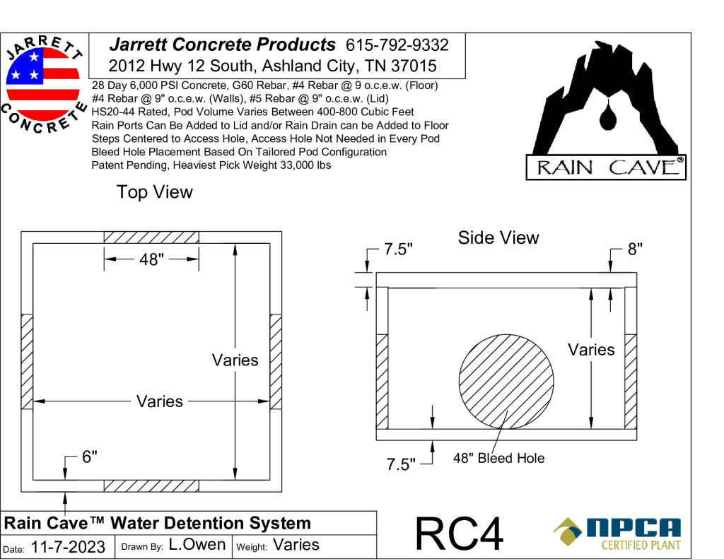 Rain Cave Water Detention Pod RC4-Layout1