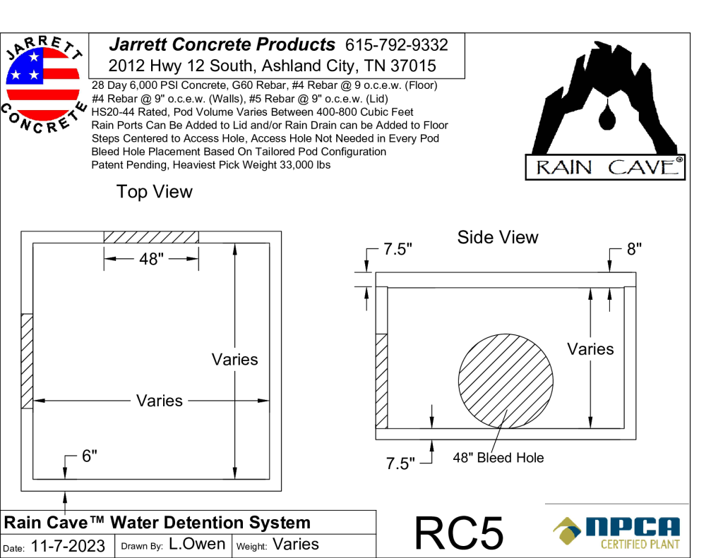 Rain Cave Water Detention Pod RC5-Layout1