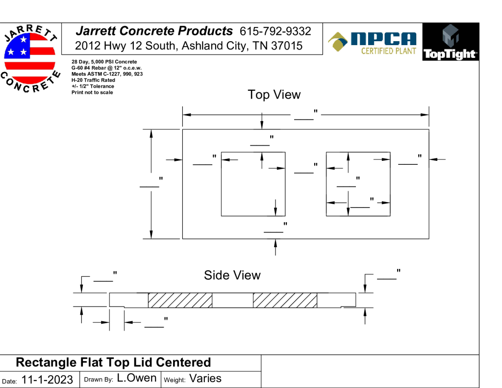 Rectangle Flat Top Lid Centered-Layout1