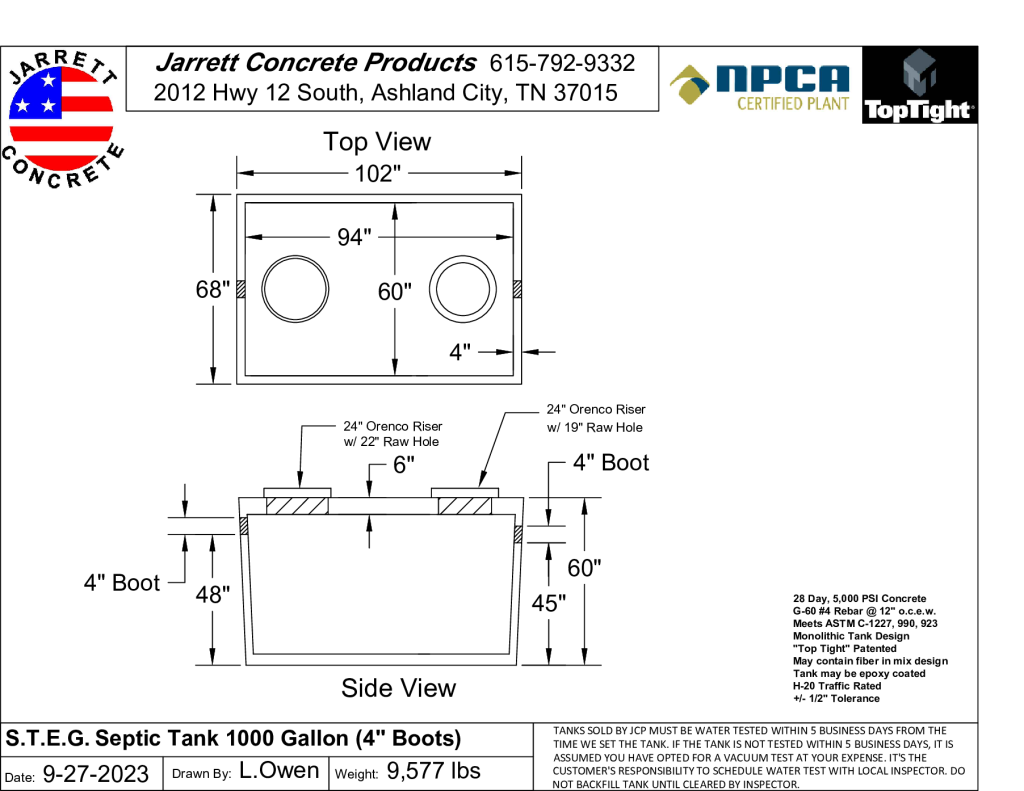 STEG Septic Tank 1000 w4 inch Boots-Layout1