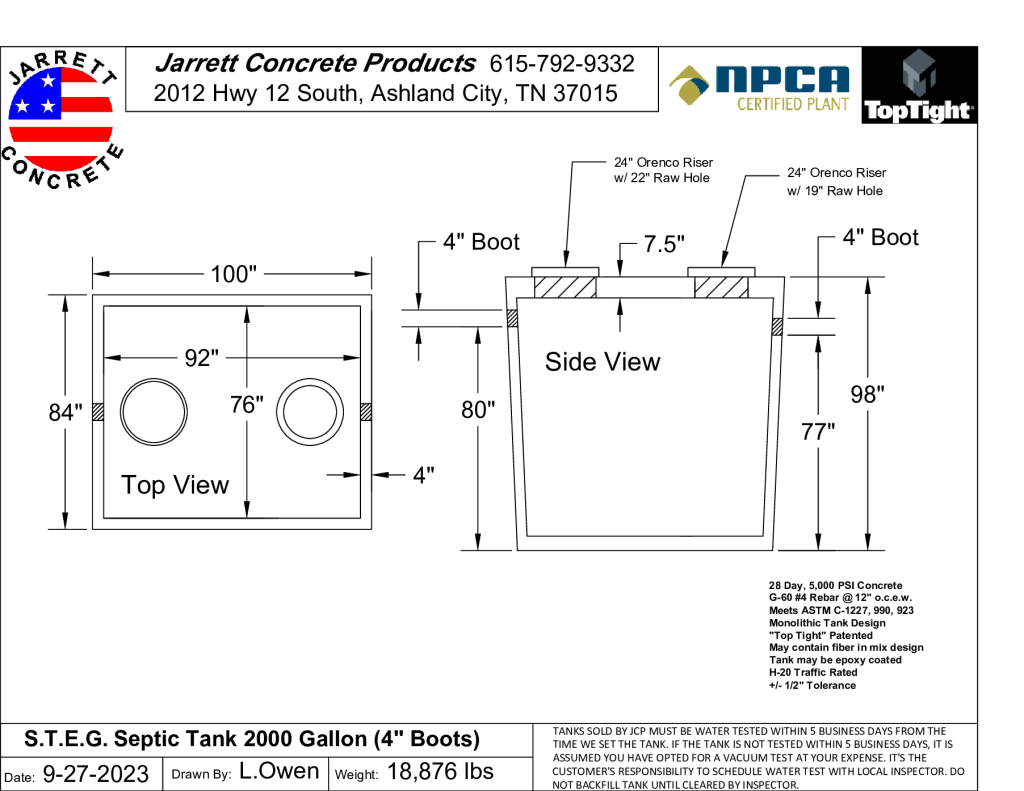 STEG Septic Tank 2000 w4 inch Boots-Layout1