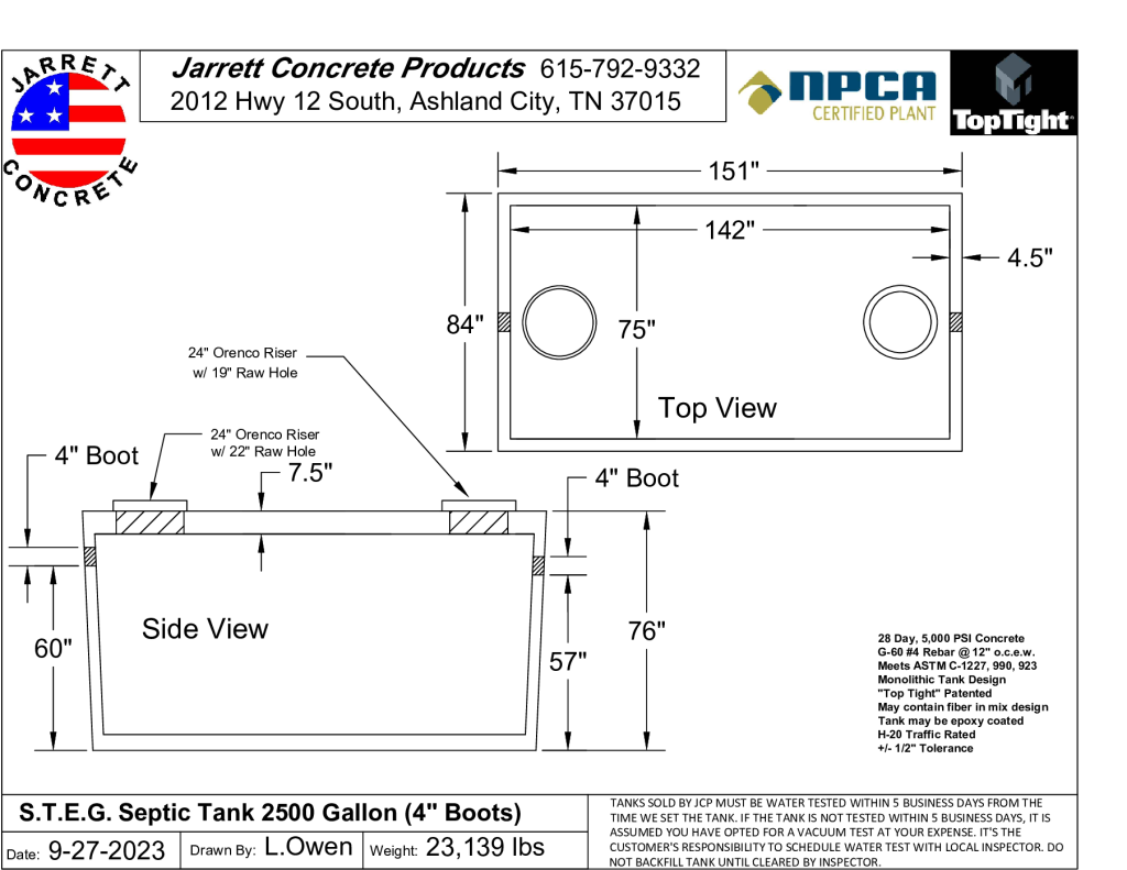 STEG Septic Tank 2500 w4 inch Boots-Layout1