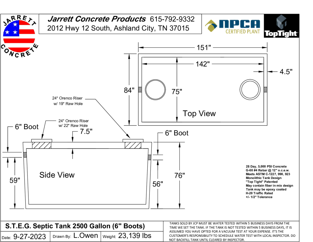 STEG Septic Tank 2500 w6 inch Boots-Layout1