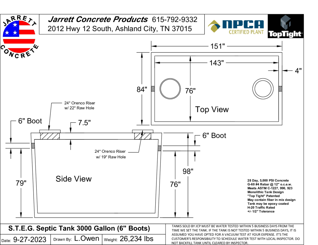 STEG Septic Tank 3000 w6 inch Boots-Layout1