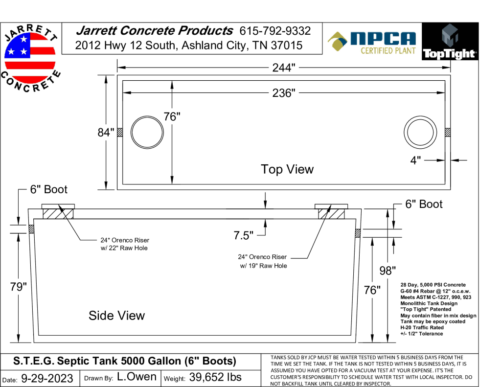 STEG Septic Tank 5000 w6 inch Boots-Layout1