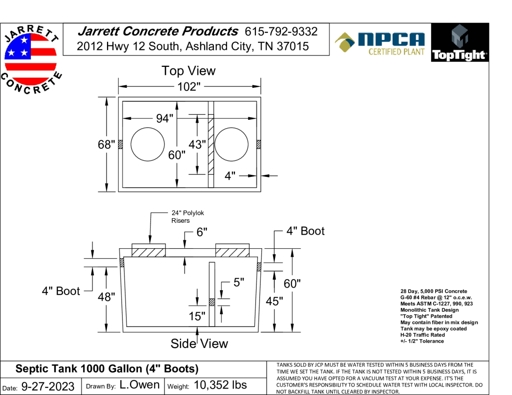 Septic Tank 1000 w4 inch Boots-Layout1