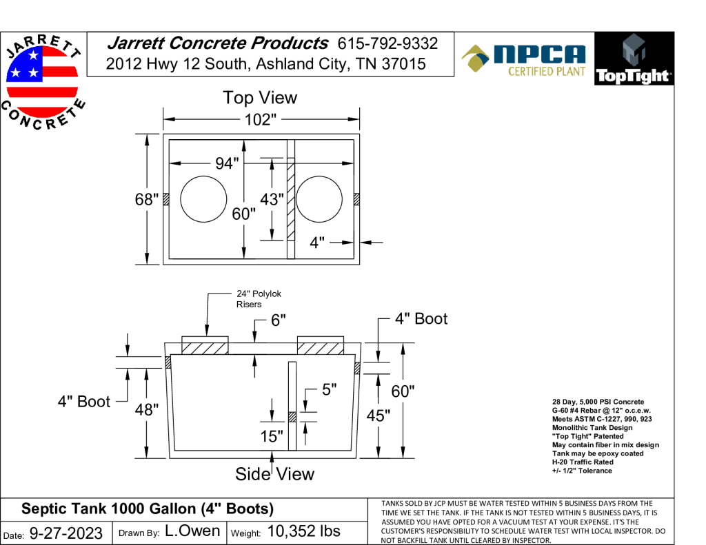 Septic Tank 1000 w4 inch Boots-Layout1