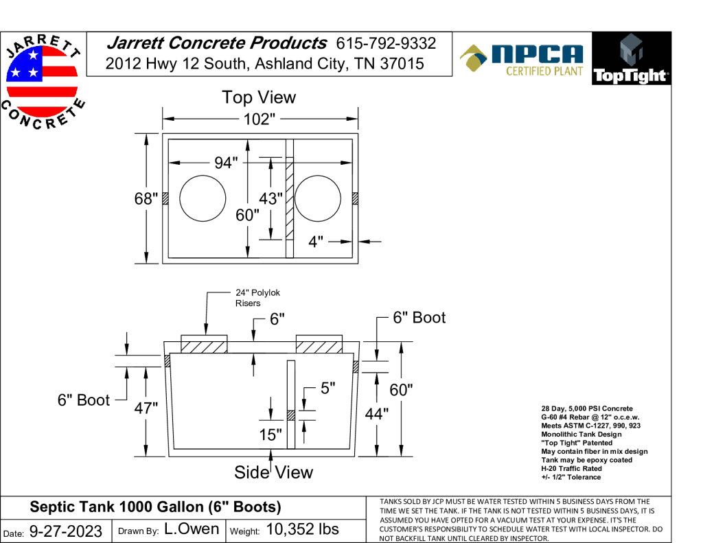 Septic Tank 1000 w6 inch Boots-Layout1