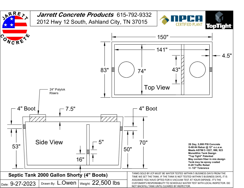 Septic Tank 2000 Shorty w4 inch Boots-Layout1