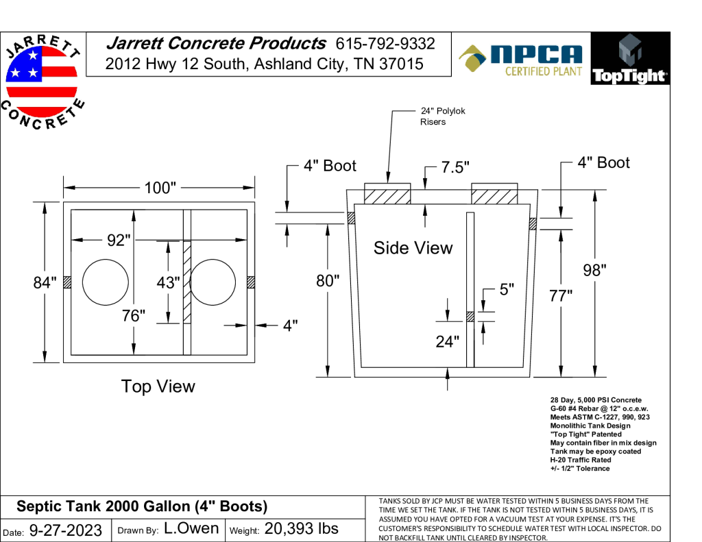 Septic Tank 2000 w4 inch Boots-Layout1