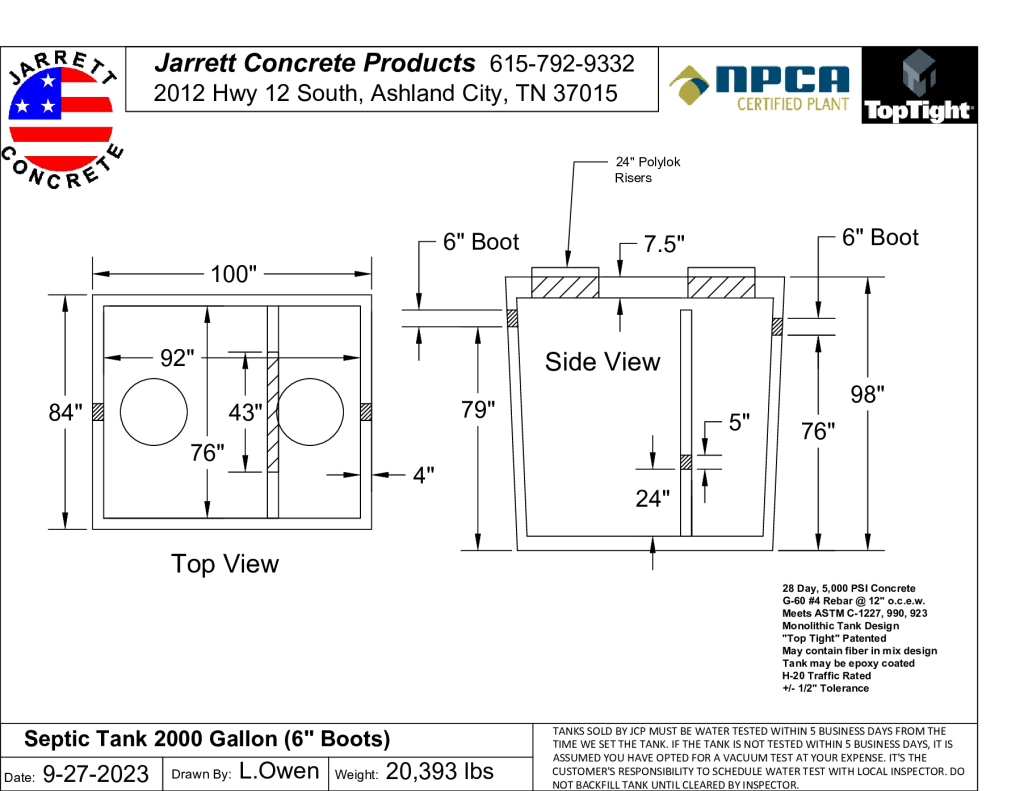 Septic Tank 2000 w6 inch Boots-Layout1