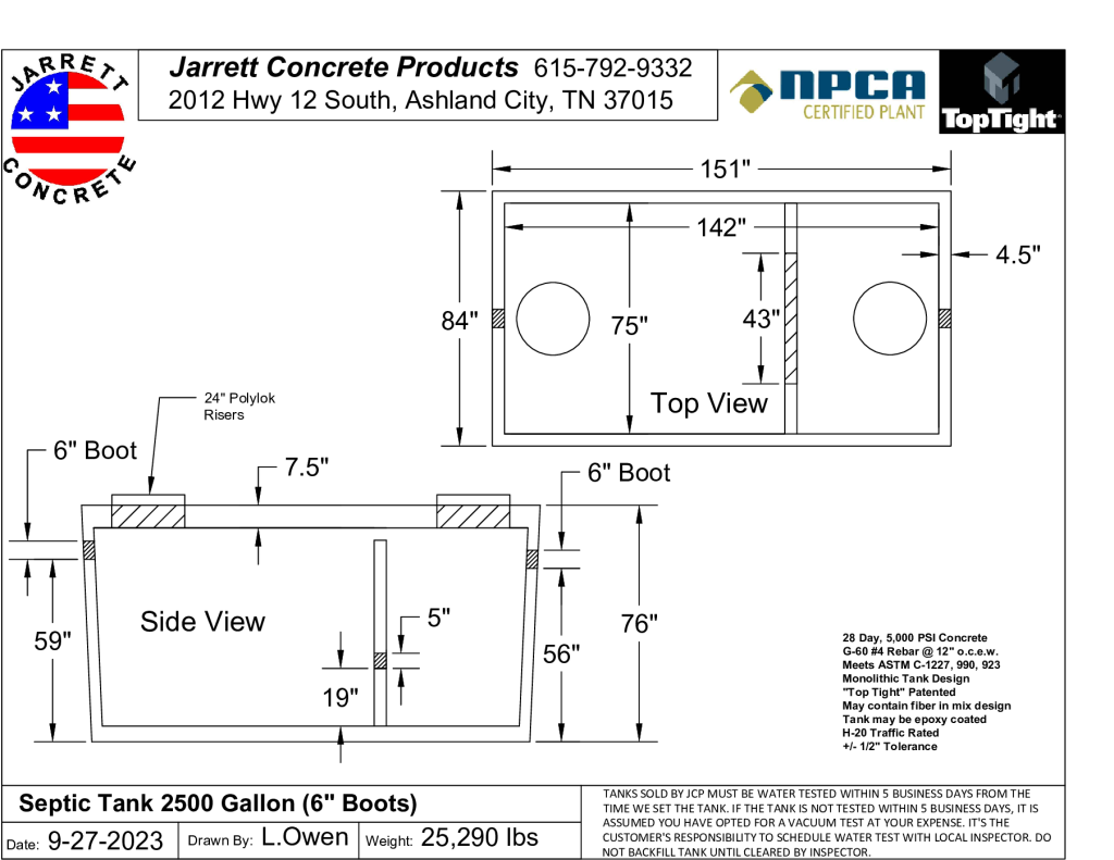 Septic Tank 2500 w6 inch Boots-Layout1