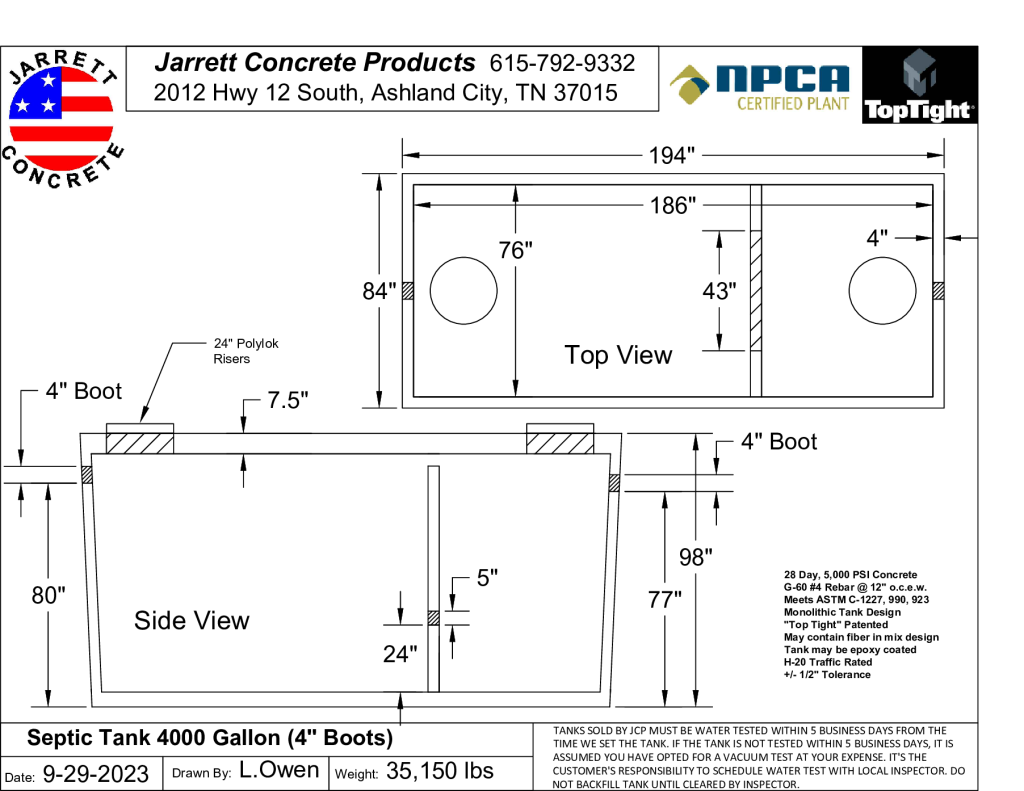 Septic Tank 4000 w4 inch Boots-Layout1