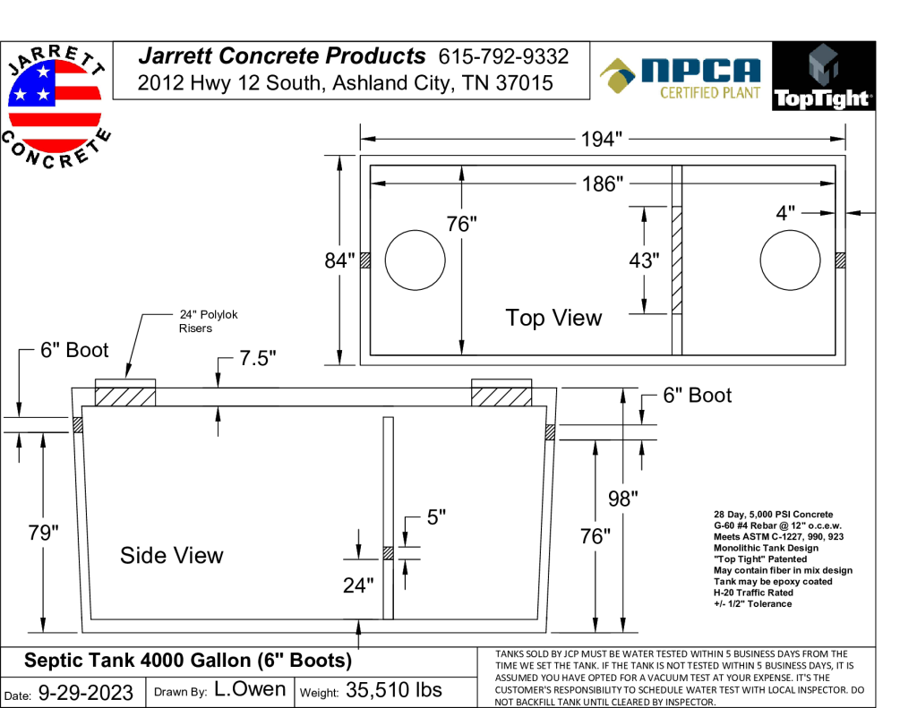 Septic Tank 4000 w6 inch Boots-Layout1